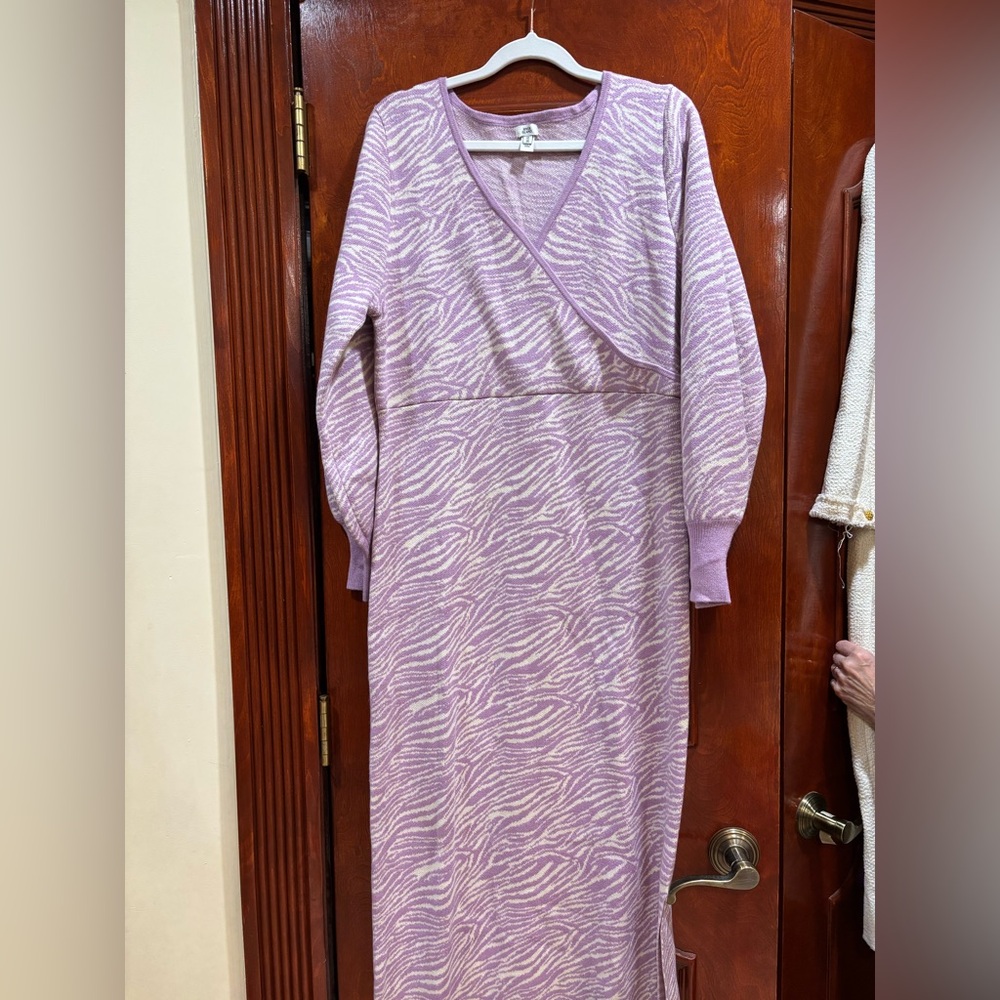 River Island Lavender Zebra Print Long Sleeve Dress